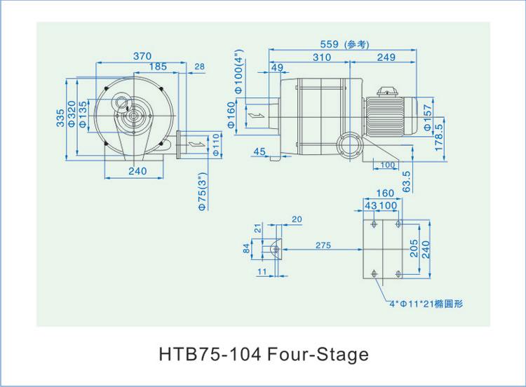 多段式鼓风机HTB75-104安装尺寸图 多段式鼓风机HTB75-104安装尺寸图