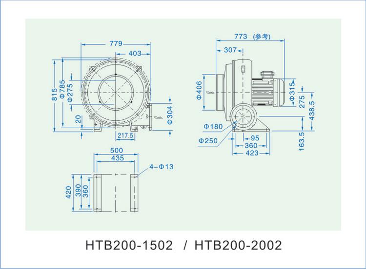 多段式风机HTB200-1502安装尺寸图 多段式风机HTB200-1502安装尺寸图