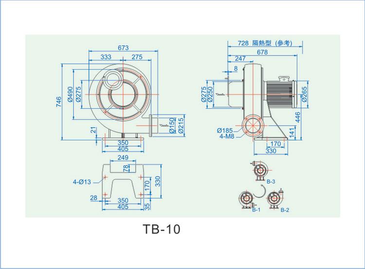 锅炉风机TB-10安装尺寸图 锅炉风机TB-10安装尺寸图