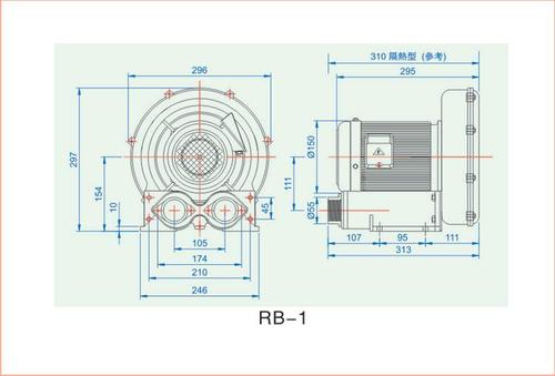 高压铝风机RB-1安装尺寸图 高压铝风机RB-1安装尺寸图