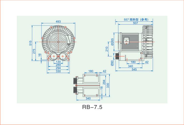 隔热高压风机RB-7.5安装尺寸图 隔热高压风机RB-7.5安装尺寸图