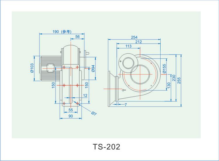 小型鼓风机TS-202尺寸图 小型鼓风机TS-202尺寸图