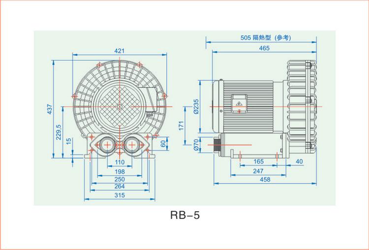 高温风机RBH-5安装尺寸图 高温风机RBH-5安装尺寸图
